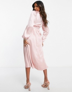 MATERNITY SUKIENKA SATYNOWA RÓŻOWA ROZM L 339