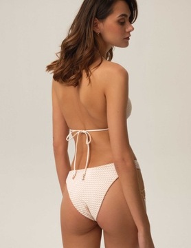 Dół bikini z łańcuszkiem ażurowe majtki kapielowe figi kremowe Eisley S
