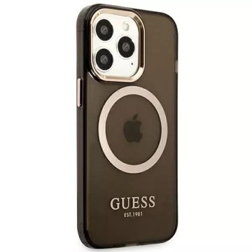 Чехол Guess GUHMP13LHTCMK для iPhone 13 Pro / 13, жесткий футляр 6,1 дюйма, золотой контур