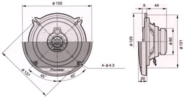 АВТОМОБИЛЬНЫЕ КОЛОНКИ PIONEER TS-G1330F 250Вт 13см