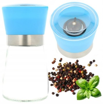 RĘCZNY MŁYNEK DO PIEPRZU I SOLI MIELENIA PRZYPRAW PRZYPRAWNIK SZKŁO KOL