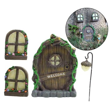 Miniaturowy krasnal wróżka okno drzwi elf dom dla
