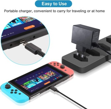 БЛОК ПИТАНИЯ ДЛЯ ЗАРЯДНОГО УСТРОЙСТВА NINTENDO SWITCH/LITE PD USB C 5 В 3 А / 15 В 2,6 А 1,5 М