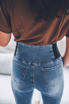 Klasyczne tregginsy damskie spodnie rurki guma XS