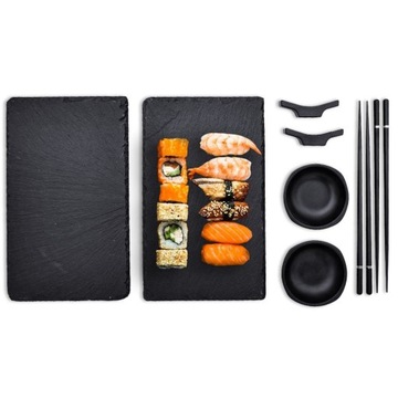 ZESTAW DO SUSHI dla Dwojga Elegancki Prezent Deluxe Pałeczki talerze podst,