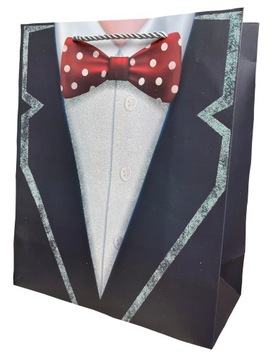 TORBA PREZENTOWA MĘSKA MUCHA CZERWONA 23x18x10cm