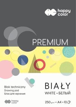 Blok techniczny biały A4, 250g/m2 10 ark PREMIUM
