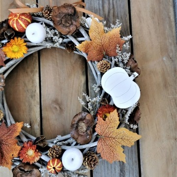 JESIENNY WIANEK na DRZWI stroik DYNIE wieniec