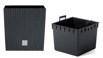 БОЛЬШОЙ УЛИЧНЫЙ ЦВЕТОЧНЫЙ ГОРШОК ИЗ РОТЕГА, антрацит, СО ВСТАВКОЙ В ТЕРРАСНУЮ КРЫШКУ