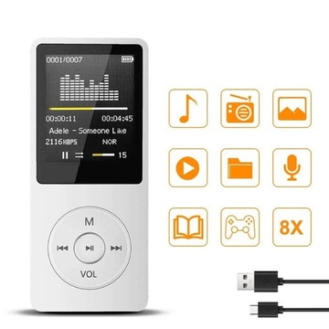 MP3-ПЛЕЕР РАДИО-ДИКТОфон SD 16 ГБ Bluetooth 5.0-плеер белый