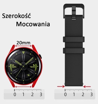 PASEK UNIWERSALNY 20mm do ZEGARKA SMARTWATCH SAMSUNG HUAWEI XIAOMI CZARNY