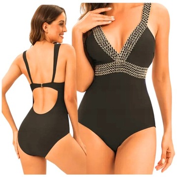 STRÓJ KĄPIELOWY PLUS SIZE XL CZARNY USZTYWNIANY