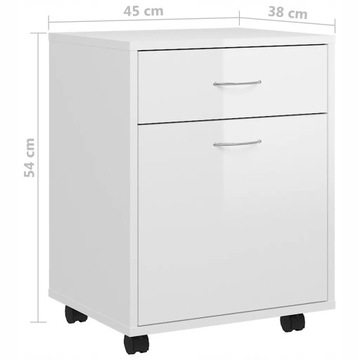 vidaXL Шкаф на колесах, глянцевый белый, 45x38x54 см