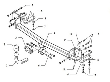 AUTO HAK TAŽNÉ + SVAZEK 7PIN/13P+ADAPTER+GNIAZDO DO MAZDA PREMACY 99-2005