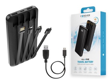 Power Bank 10000 мАч USB-C Lightning microUSB