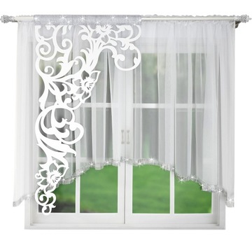 Firana w łuku z ozdobnym panelem 400x145cm L377 salon pokój