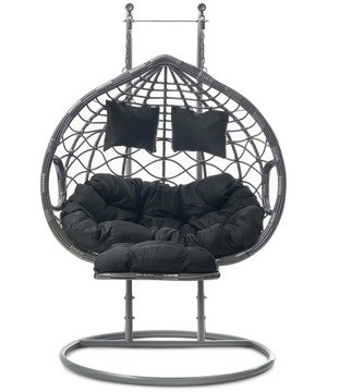 HUŚTAWKA FOTEL WISZĄCY Z PODNÓŻKIEM KOSZ SZARY