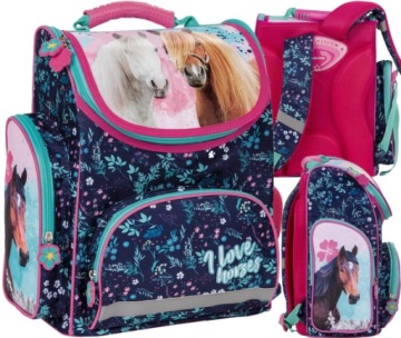 Ранець шкільний I LOVE HORSES коні легкий місткий для дівчинки