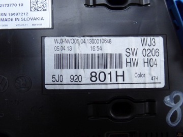 BUDÍKY PŘÍSTROJOVÁ DESKA SKODA FABIA II 5J0920801H