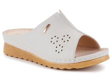 KLAPKI DAMSKIE BUTY PROFILOWANE SKÓRZANE