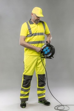 KOSZULKA POLO ROBOCZA MĘSKA ODBLASKOWA OSTRZEGAWCZA ŻÓŁTA WYSOKA JAKOŚĆ L