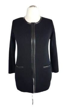Długi SWETER rozpinany CZARNY JAKOŚĆ polski r. XL