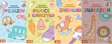MOJA PIERWSZA KOLOROWANKA Z NAKLEJKAMI OWOCE+ POJAZDY+ ZABAWKI+ZWIERZĘTA 2+