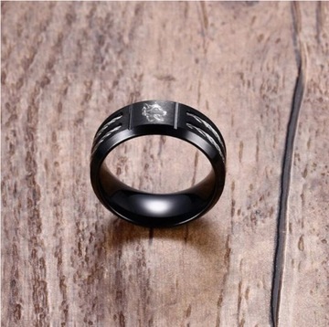 ЧЕРНОЕ КОЛЬЦО С ПЕЧАТКОЙ КОЛЬЦО С ВОЛКОМ R20