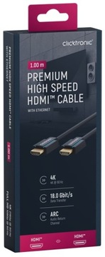 CLICKTRONIC Kabel HDMI-HDMI 2.0 4K 60Hz 1m