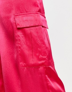 New Look Różowe satynowe spodnie bojówki L