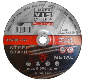 TARCZA DO SZLIFOWANIA METALU 230 X 6 MM INOX