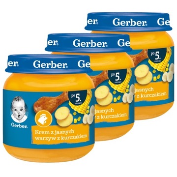 Gerber Krem z jasnych warzyw z kurczakiem po 5 miesiącu 125 g