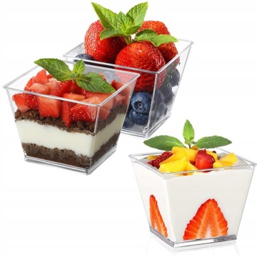 Pucharki Kwadratowe do deserów 120ml 50szt