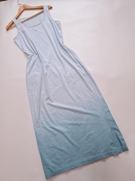Bawełniana błękitna długa sukienka ombre na ramiączkach M