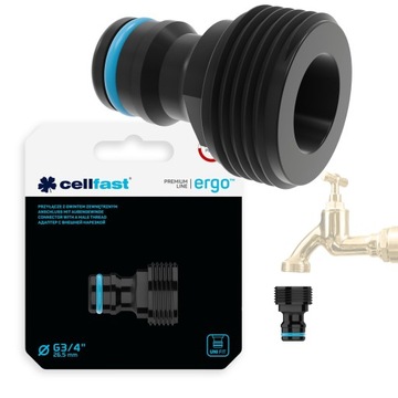 Przyłącze na KRAN 3/4'' GZ Cellfast Szybkozłączka Wkrętka Nypel Adapter