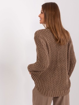 ROZPINANY sweter Z WEŁNĄ DEKOLT V ecru 8001 one size