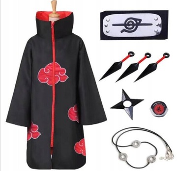 NARUTO ITACHI UCHIHA KOSTIUM AKATSUKI ZESTAW