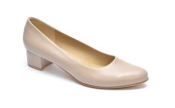 (xxl) Czółenka z eko skóry beżowej obcas 4 cm - nr 42