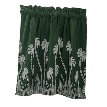 Шторы-вуали с вышитым кружевом, цвет зеленый_74x61см