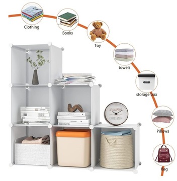 БЕЛЫЙ ШКАФ ДЛЯ ОДЕЖДЫ КНИЖНЫЙ ШКАФ С 6 ПОЛКАМИ