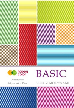Blok z motywami BASIC, 80g/m2, A4, 15 ark, 30 moty