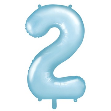 BALON FOLIOWY CYFRA 2 NIEBIESKI JASNY 86CM NA HEL