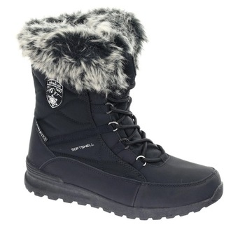 Czarne śniegowce damskie buty termiczne z futerkiem American ROZ. 40