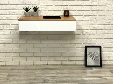 ПОДВЕСНОЙ ТЮРЁДНЫЙ СТОЛИК, ДУБ ARTISAN, БЕЛЫЙ МАТОВЫЙ