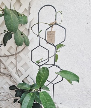 Массивная подставка для цветов, черный металл, сотовая структура