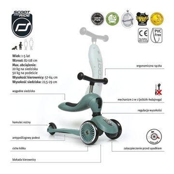 SCOOTANDRIDE HIGHWAYKICK 2W1 HULAJNOGA FORREST + GRATIS