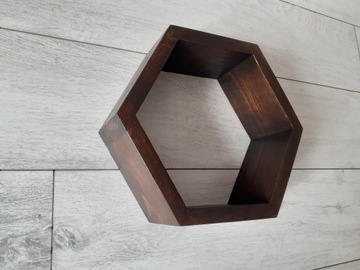 DREWNIANA PÓŁKA PLASTER MIODU HEXAGON WENGE