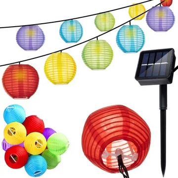 OZDOBNA GIRLANDA SOLARNA LAMPLI KOLOROWE KULE BOMBELKI 30 SZTUK 3,5m 2V