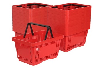 20x koszyk 2 rączki 22 litry sklepowy, na zakupy Czerwony zestaw
