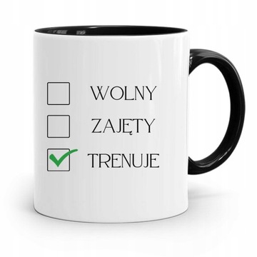 DLA TRENERA TRENERKI KUBEK CZARNY WOLNY ZAJĘTY z Nadrukiem ze Zdjęciem